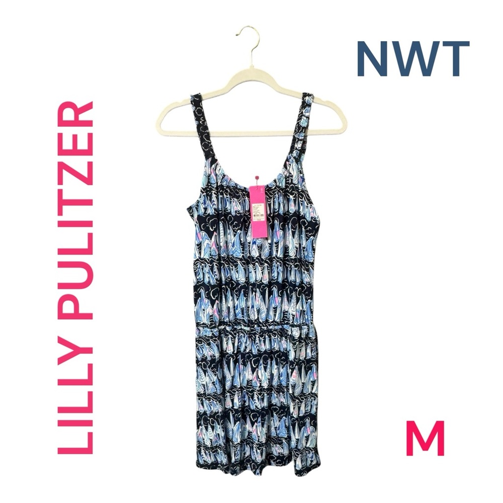 NWT Lilly Pulitzer Women’s Loro Romper Medium Low Tide Navy Sails & Stripes